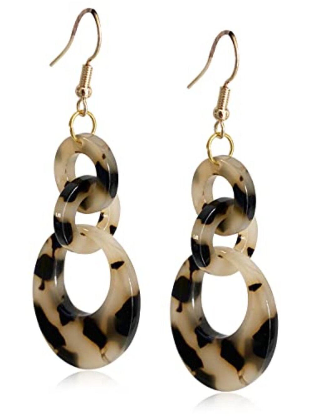 Acrylic Tortoise Shell Hoop Drop Dangle Earrings Bohemian Statement Jewelry